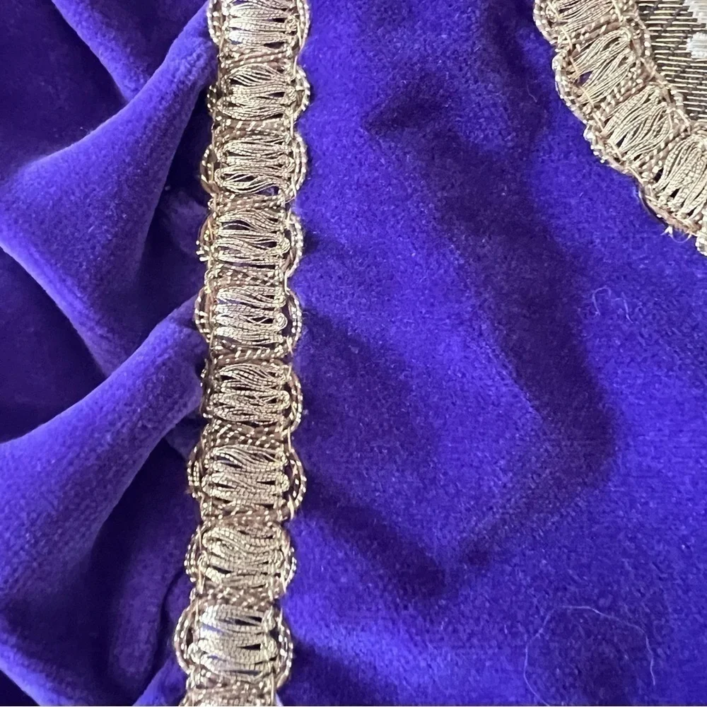 Vintage Purple Velvet & Tapestry Pillow Cover Sham